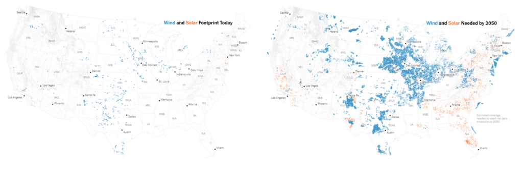 data visualization of wind and solar across the U.S.